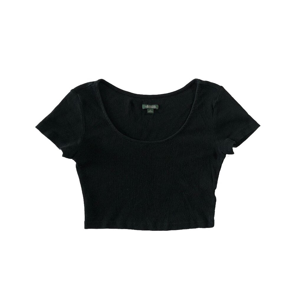 Wild Fable Womens Size S Black Short Sleeve Pullover Ribbed Knit Cropped Top